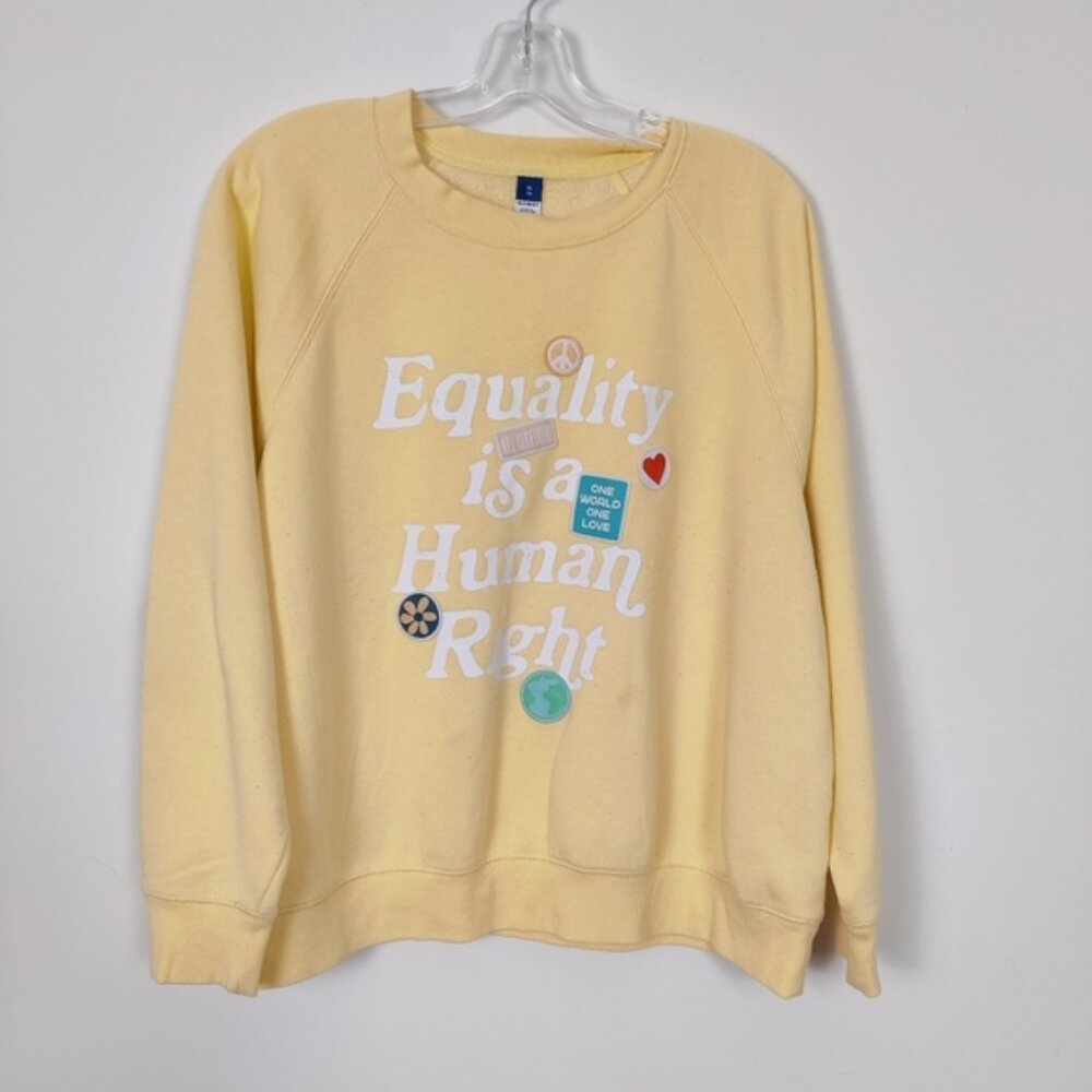 Old Navy Women's Spell Out Sweatshirt in Yellow Size XL Cotton Gorpcore Hippie